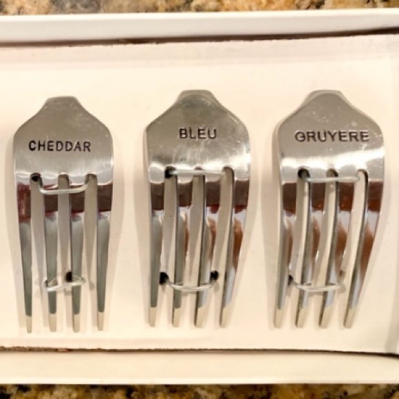 Cheese Markers - Set of 6 - Stainless Steel - Identifiers - Cut Forks - NEW - Picture 3 of 4